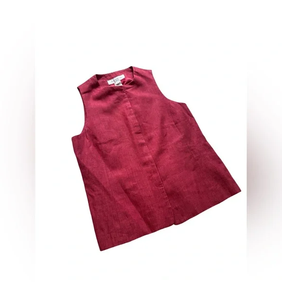Jones New York Red Linen Sleeveless Blouse Size 6 Minimalist - Picture 5 of 8